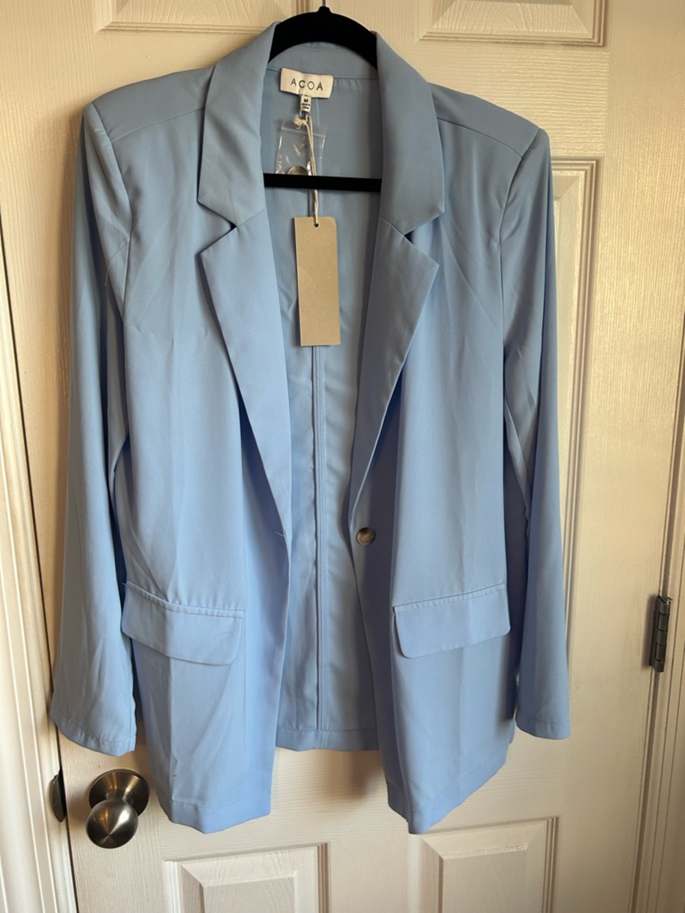 ACOA Pastel Blue Single-Button Blazer